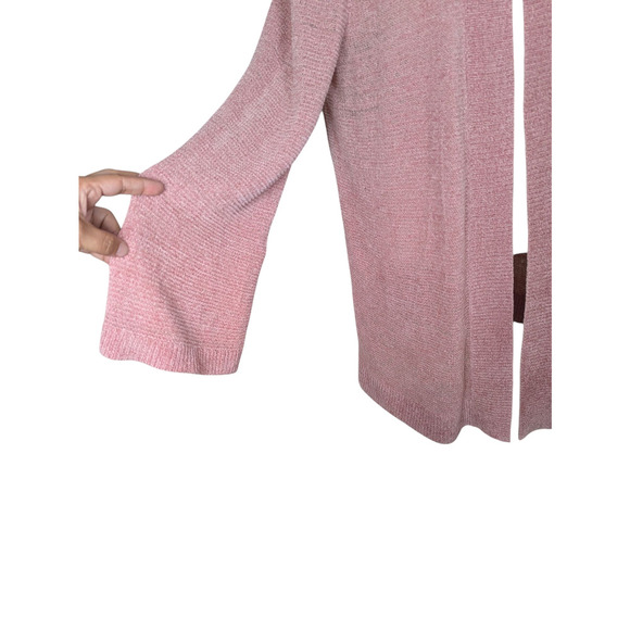 Loft Plus 16/18 Pink Chenille Semi Loose Knit Open Front Cardigan Sweater - Picture 5 of 9